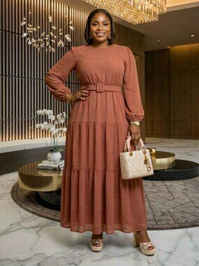 Maria Belted Dobby Dress